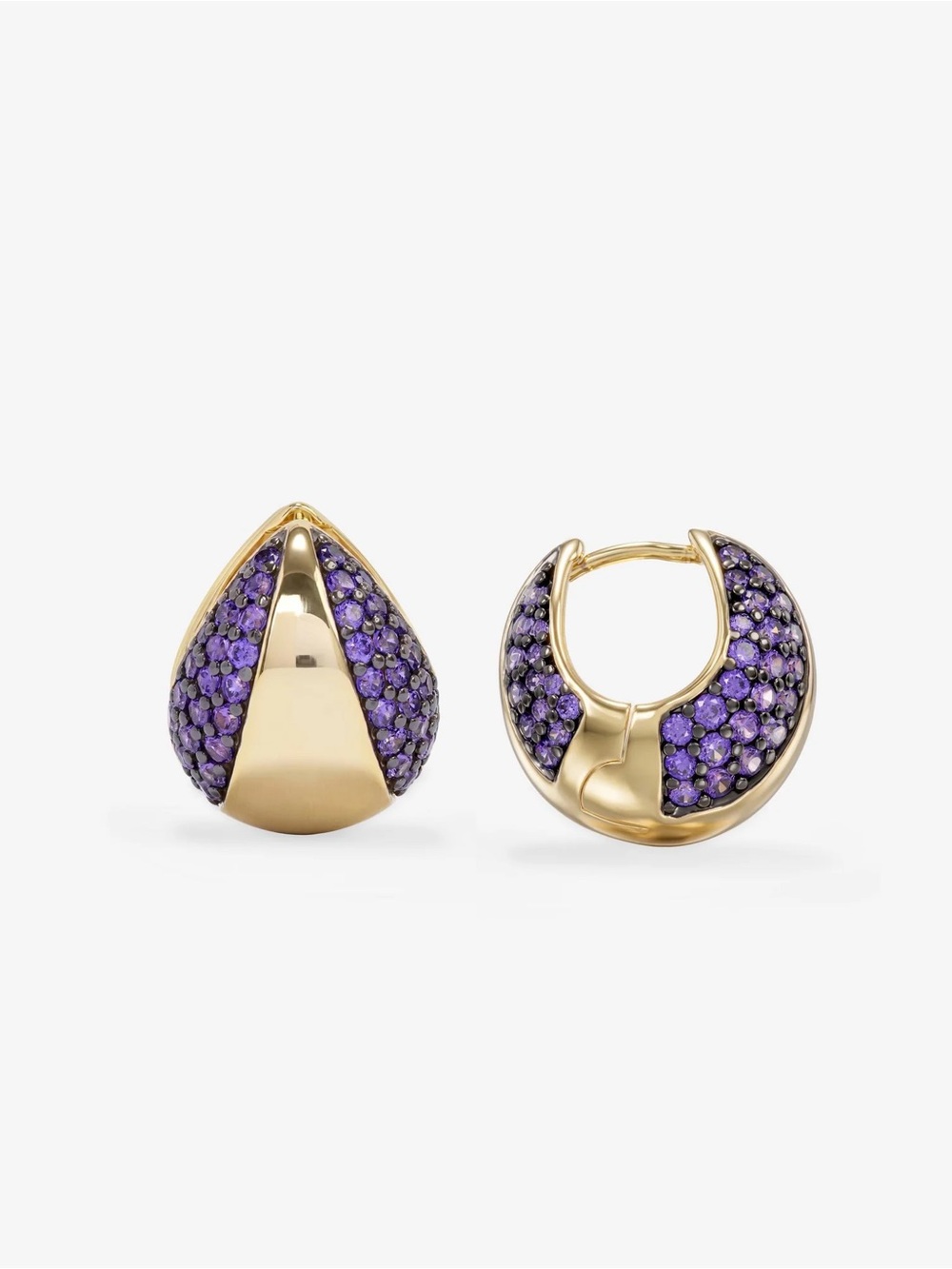 Melinda Maria Limited Edition Hoop Earrings with Simulated Amethyst Crystal Pavé